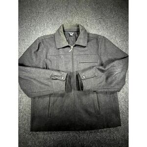 Vintage 90s Mac & Jac Jacket Women's Large Gray Wool Blend Collared Zip Front